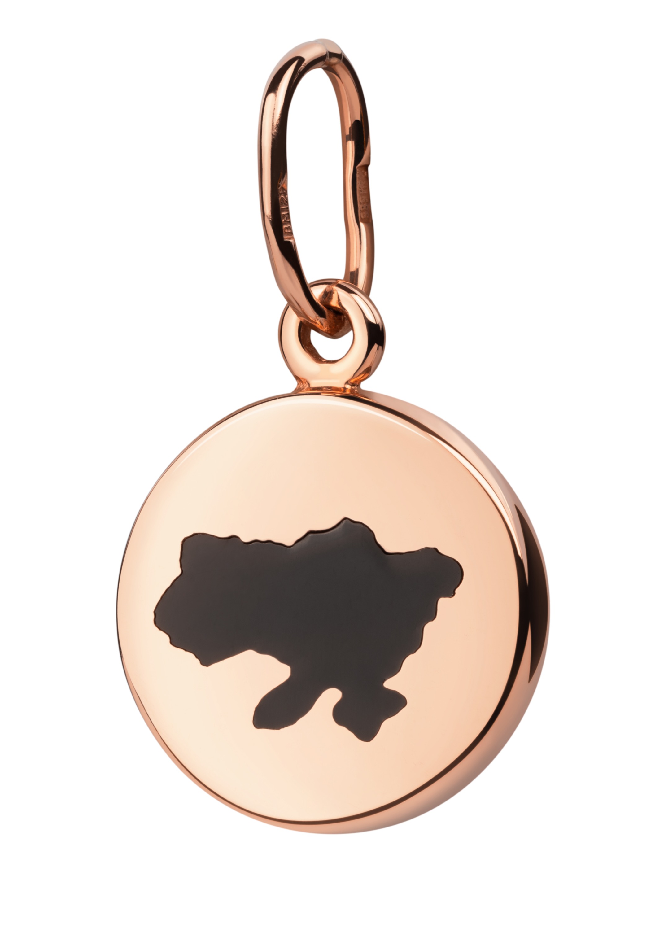 Золота підвіска карта України із емаллю